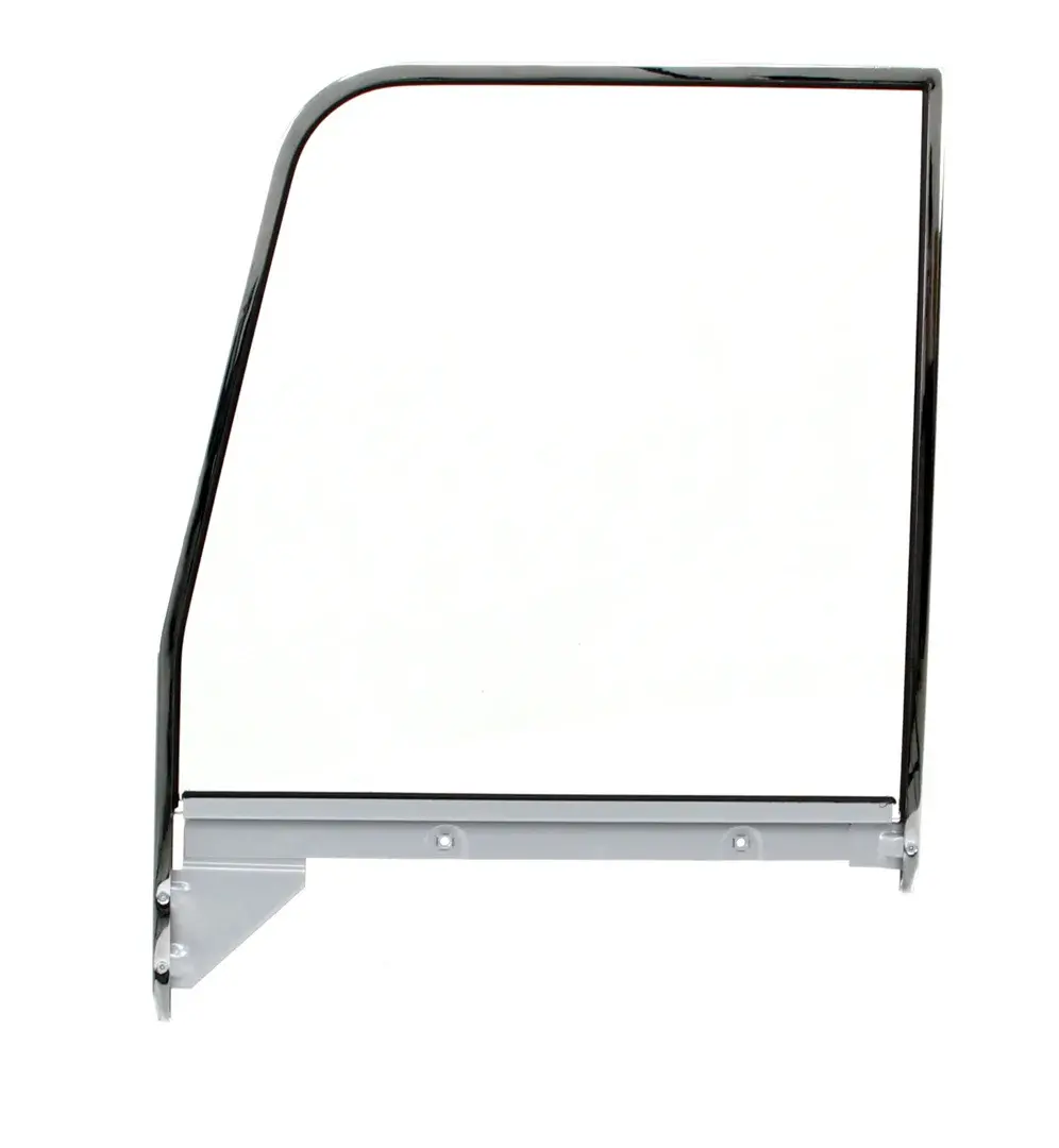 Door Glass Assembly w Chrome Trim - Clear - LH - 55-59 Chevy GMC Truck