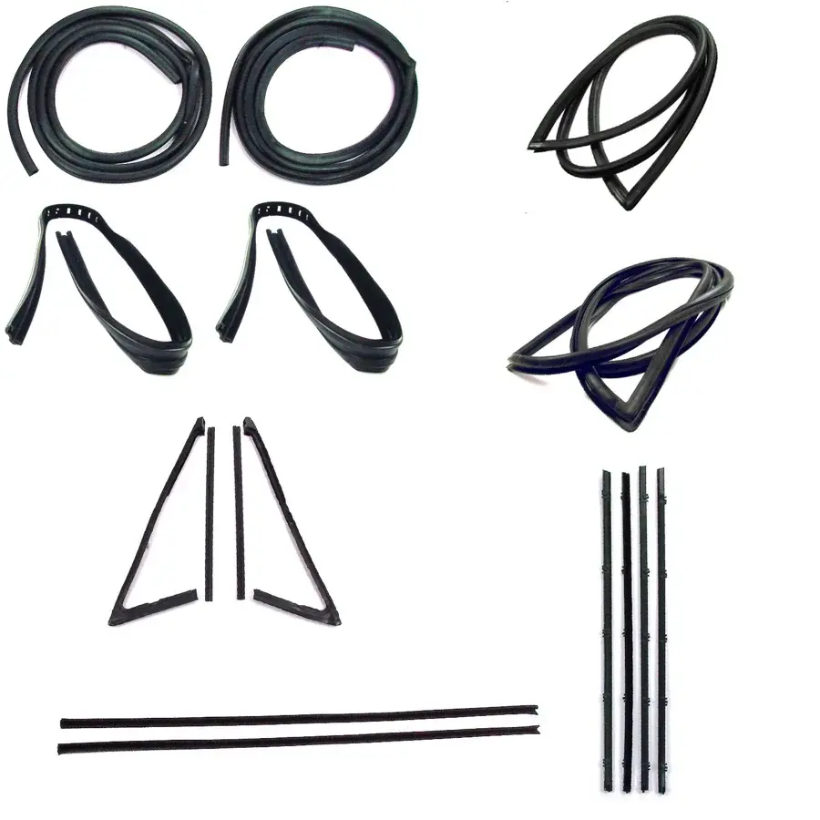 Weatherstrip Kit - w/ Trim Groove w/ Large Rear Window w/ Chrome Beltline - 67-70 Chevy / GMC C/K Pickup