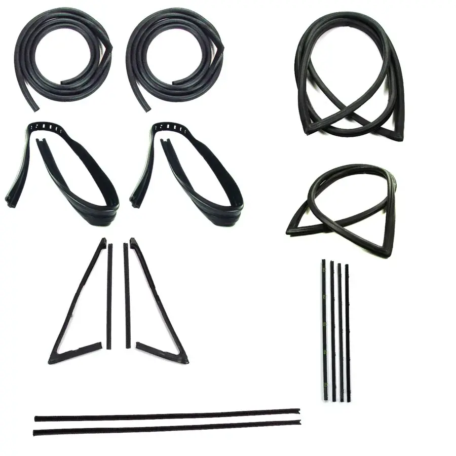 Weatherstrip Kit - Full - w/o Reveal Trim Groove - w/ Small Rear Window - w/ Chrome Beltline - 13pcs - 67 Chevy GMC C/K Pickup Truck