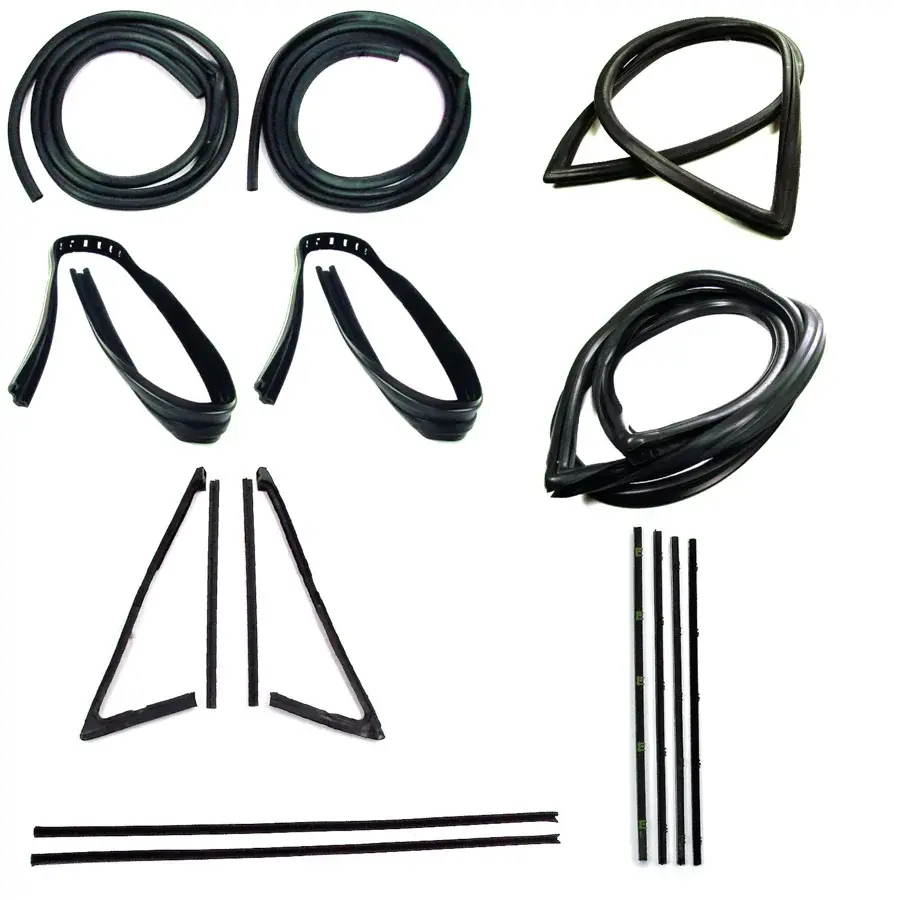 Weatherstrip Kit - Full - w/ Reveal Trim Groove - w/ Small Rear Window - w/ Chrome Beltline - 13pcs - 67 Chevy GMC C/K Pickup Truck