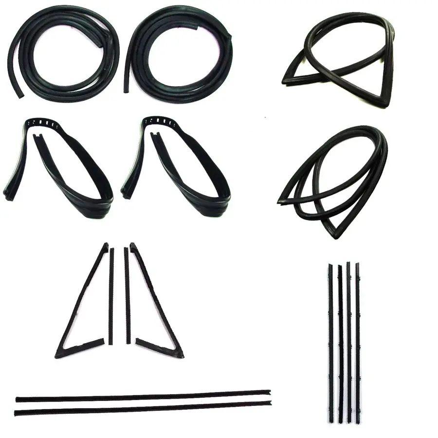 Weatherstrip Kit - Full - w/o Reveal Trim Groove - w/ Small Rear Window - w/ Black Beltline - 13pcs - 67 Chevy GMC C/K Pickup Truck