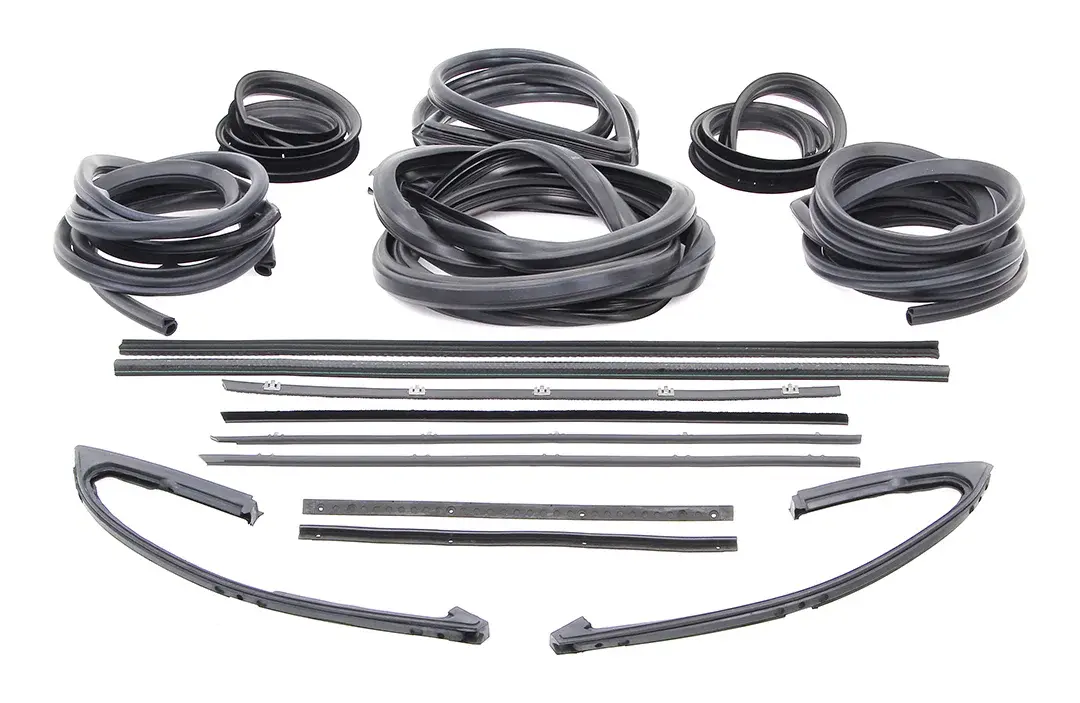 Weatherstrip Kit - Full - w/ Trim Groove - w/ Small Back Glass - w/ Black Beltline - 67 Chevy GMC C/K Pickup Truck