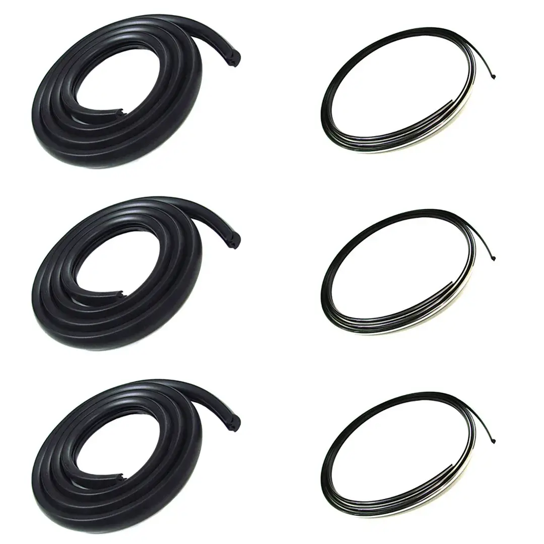Back Glass Gasket Seal Set w/ Chrome Lockstrip (6pcs Center & Corners) - 47-55 Chevy GMC C/K Truck (Small Back Glass)