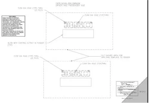 Fender Emblem Template Kit - For "350" Emblem - 70 Nova