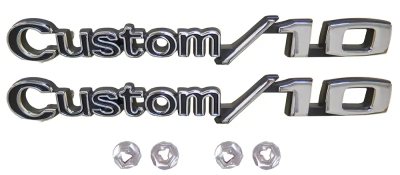 Front Fender Emblems - "Custom 10" - LH/RH Pair - 69-72 Chevy Truck Suburban Blazer