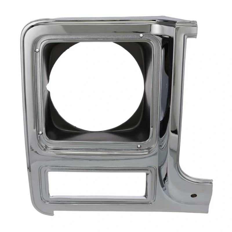 Headlamp Bezel - Round Headlamp - Chrome - Dark Gray Plastic - RH - 79-80 Chevy GMC Truck Blazer Jimmy Suburban