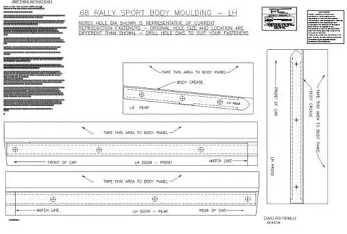 Lower Body Molding Template Kit - 68 Camaro (Rally Sport)