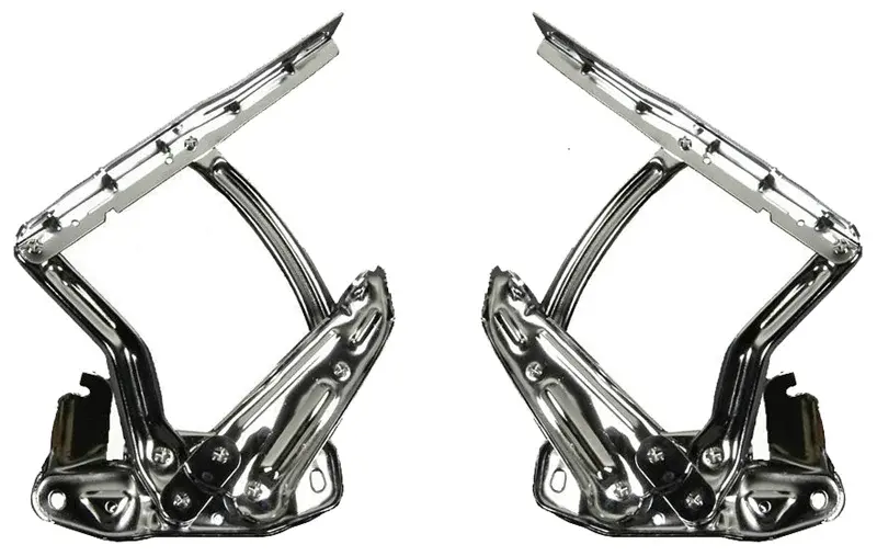 Hood Hinges - Chrome - Pair - 66-67 Chevy II Nova; 65-67 Chevelle El Camino; 67-69 Camaro Firebird