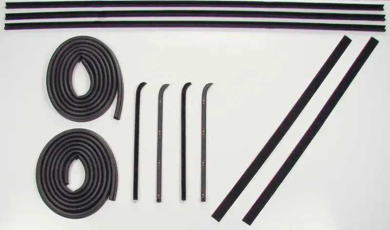 Front Door Seal Kit - 10pcs - Channels/Div Bars/Felts/Door Seals - 60-63 Chevy GMC C/K Pickup Suburban w/o Metal Framed Glass