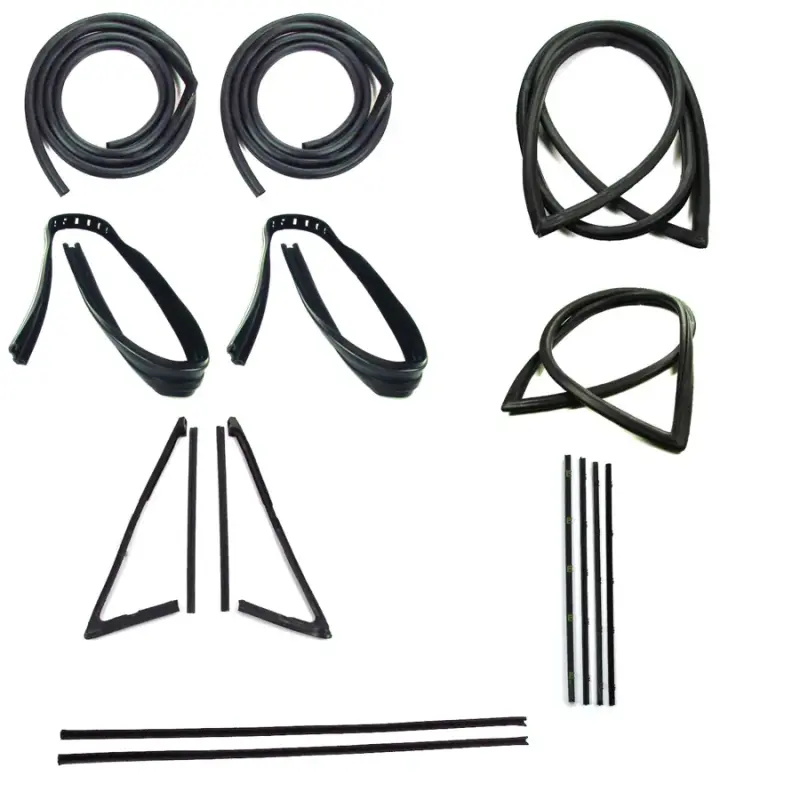 Weatherstrip Kit - Full - w/o Reveal Trim Groove - w/ Small Rear Window - w/ Chrome Beltline - 13pcs - 67 Chevy GMC C/K Pickup Truck