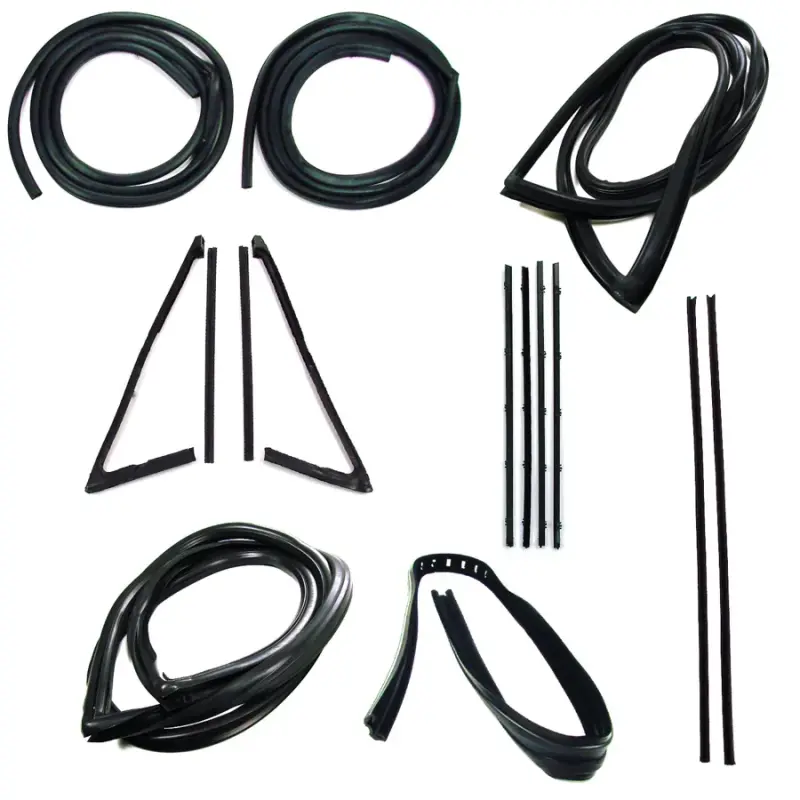 Weatherstrip Kit - Full - 13pcs - w/ Reveal Trim Groove - w/ Large Rear Window - w/ Black Beltline - 67-72 Chevy GMC C/K Pickup Truck