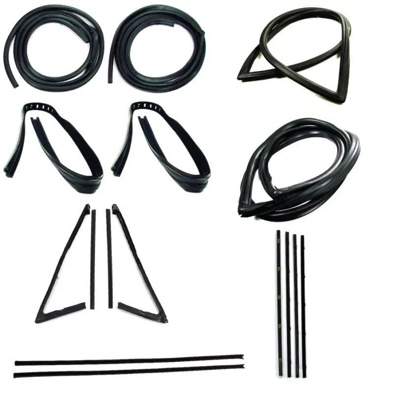 Weatherstrip Kit - Full - w/ Reveal Trim Groove - w/ Small Rear Window - w/ Chrome Beltline - 13pcs - 67 Chevy GMC C/K Pickup Truck
