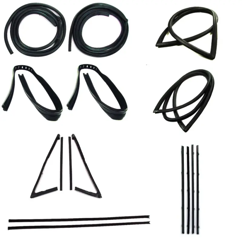Weatherstrip Kit - Full - w/o Reveal Trim Groove - w/ Small Rear Window - w/ Black Beltline - 13pcs - 67 Chevy GMC C/K Pickup Truck