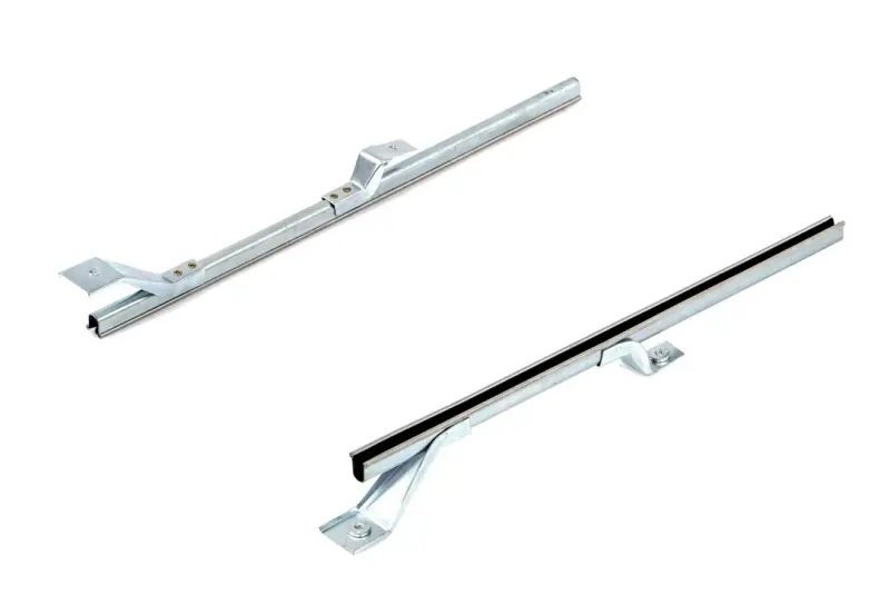 Door Glass Lower Rear Channels w/ Brackets - Pair - 66-77 Bronco