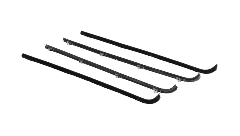 Front Door Beltline Window Felts - Inner & Outer - Black Bead - 64-66 Chevy GMC CK Truck Suburban