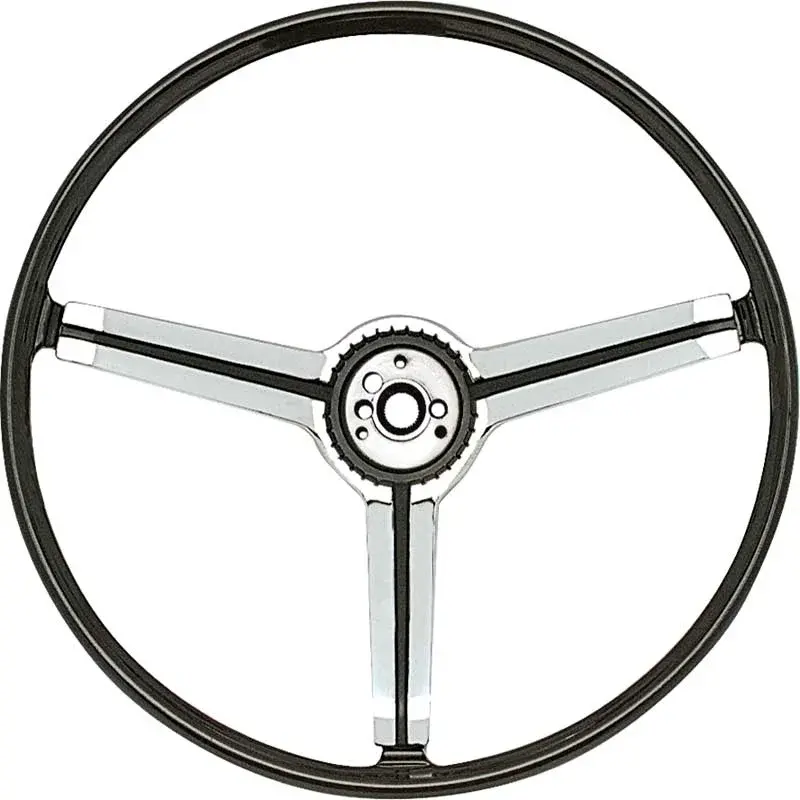 Steering Wheel and Shroud - Black-Bright Chrome - 67 Camaro with Custom Interior (RPO Z87)