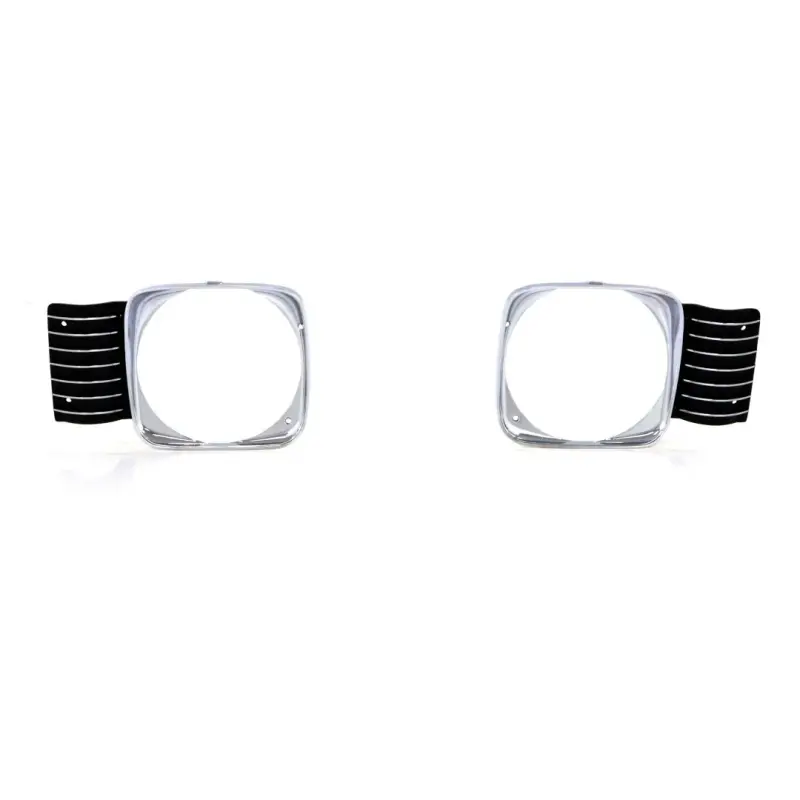 Headlamp Bezels - Chrome-Black - Pair - 68 Chevy II Nova