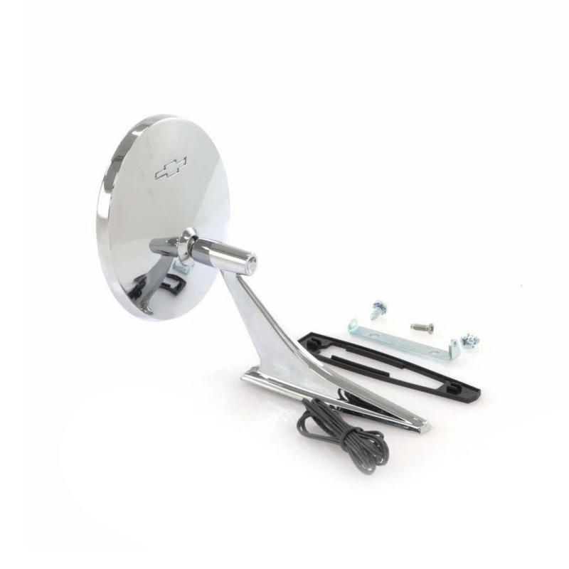 Outside Door Mirror - Chrome with Bowtie and LED Signal - LH - 66-68 Chevelle Camaro 66-72 Chevy II Nova