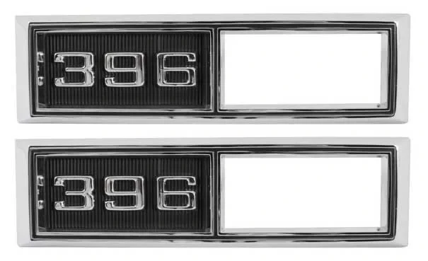 Side Marker Bezels - Front - "396" - LH/RH Pair - 68 Chevelle El Camino Fullsize Chevy Car; 68-69 Chevy II Nova