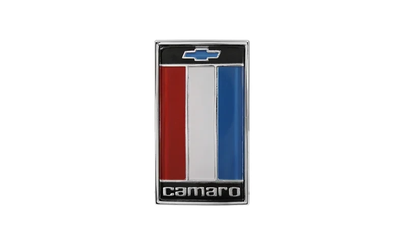 Header Panel Emblem - "Camaro" with Bowtie Logo (Orange) - 75-77 Camaro