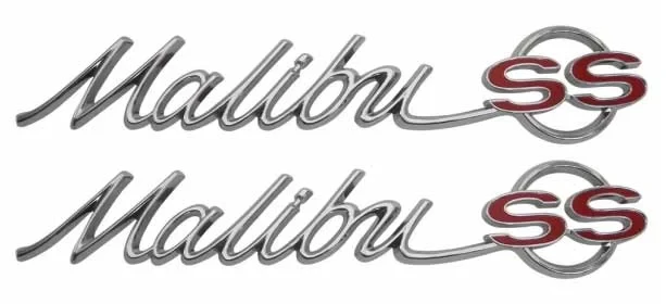Quarter Panel Emblems - "Malibu SS" - LH/RH Pair - 65 Chevelle