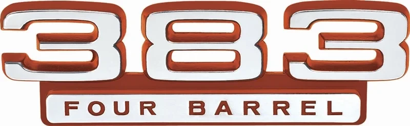 Fender Emblem - 383 with Red Accent - LH or RH - 66-71 Dodge Plymouth