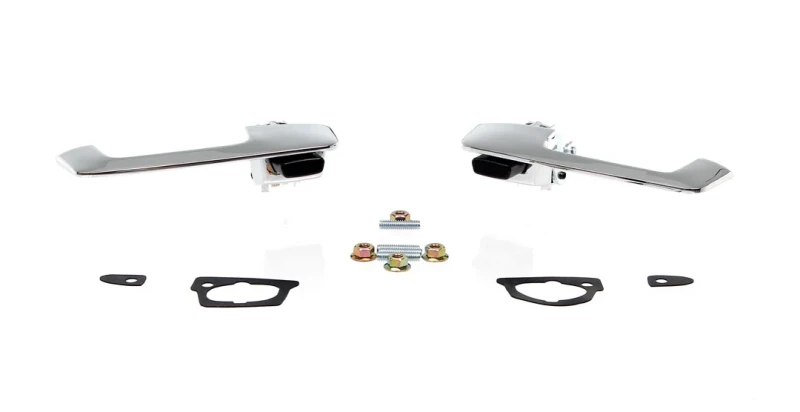 Outside Door Handles - Black Buttons - LH/RH Set - 66-67 Dodge Plymouth B-Body
