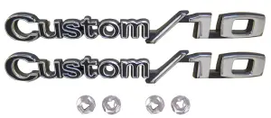 Front Fender Emblems - "Custom 10" - LH/RH Pair - 69-72 Chevy Truck Suburban Blazer - Image 1 of 2