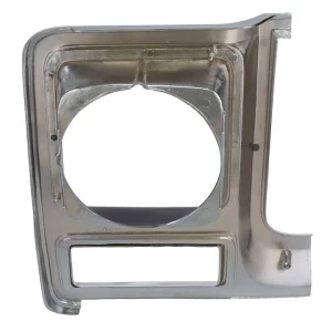 Headlamp Bezel - Round Headlamp - Chrome - Dark Gray Plastic - LH - 79-80 Chevy GMC Truck Blazer Jimmy Suburban - Image 4 of 6