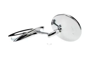 1963 Chevy Corvair Outside Door Mirror - Round with Smooth Base and Bowtie - 64-65 Chevelle; 63-65 Chevy II Nova