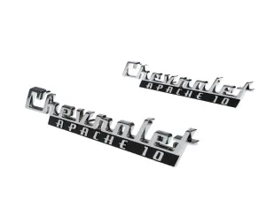 Front Fender Emblems - &quotChevrolet Apache 10" - Pair - 1960 Chevy C/K Pickup Truck Suburban - Image 2 of 3