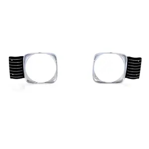 Headlamp Bezels - Chrome-Black - Pair - 68 Chevy II Nova - Image 1 of 5
