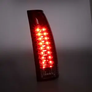 Tail Light Assemblies - Pair - Red and Clear - 16 Red LED - 88-98 Chevy GMC Fleetside OBS Truck - Image 2 of 4