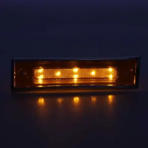 Front Side Marker Lens - Amber - 8 Amber LED - Dual Function - Stainless Bezel - LH - 81-91 Chevy GMC Truck Blazer Jimmy Suburban - Image 2 of 4