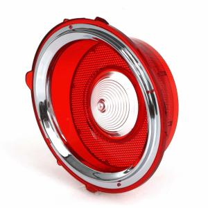 Back-Up Lamp Lens - Red with Outer Stainless Trim - RH - 70-73 Camaro Standard - Image 2 of 5