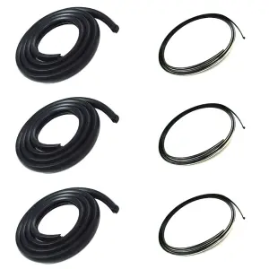 Back Glass Gasket Seal Set w/ Chrome Lockstrip (6pcs Center &amp; Corners) - 47-55 Chevy GMC C/K Truck (Small Back Glass)