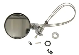 1967 Plymouth Valiant Chrome Remote Mirror w/ Hardware w/o Pentastar Logo - LH - 67-74 A-Body; 67-70 B-Body
