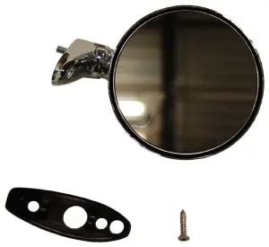 1968 Plymouth Barracuda Chrome Non-Remote Mirror w/ Hardware w/o Pentastar Logo - RH - 67-74 A-Body; 67-70 B-Body