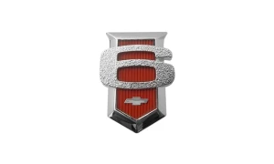 1963 Chevy Biscayne Fender Emblem Shields - Red 6 - Pair - 62-64 Chevy II Nova