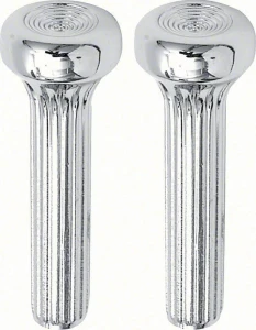 1968 Oldsmobile 442 Door Lock Knob -  Chrome Ribbed - LH/RH Pair - 68-74 Chevy II Nova; 68-72 GM A Body; 68-81 Camaro Firebird