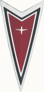 1977 Pontiac LeMans Bumper / Header Emblem, Red Arrowhead - 77-81 Firebird Bumper Cover; 77-79 Ventura Phoenix Header; 77-79 LeMans Header